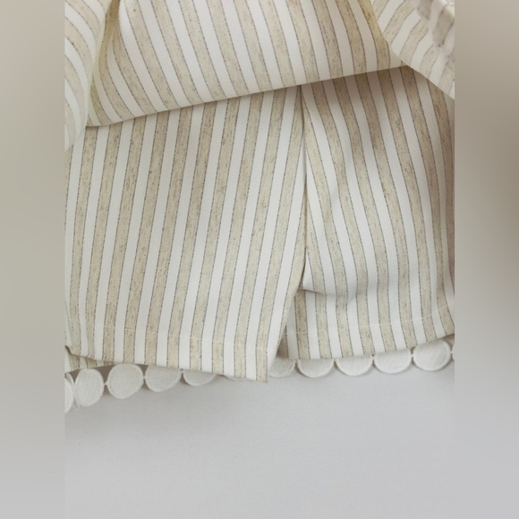 ATTYRE KATHERINE PULL ON SKORT HORIZONTAL KHAKI STRIPES WITH DOT DETAIL AT HEM - Picture 4 of 9